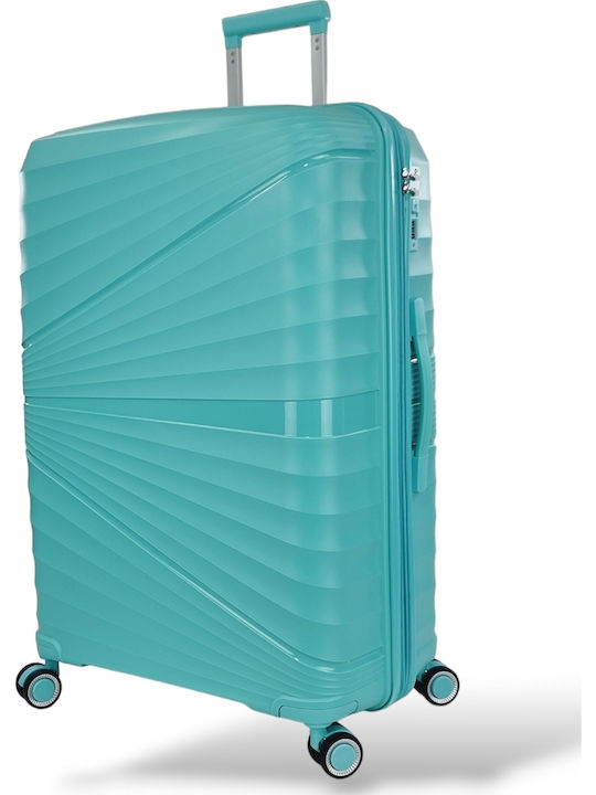 Playbags PP8004 Large Travel Suitcase Hard Turquoise with 4 Wheels Height 75cm pp8004-28