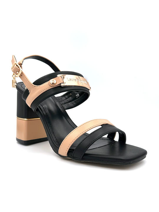 Laura Biagiotti Women's Sandals Black with Chunky High Heel