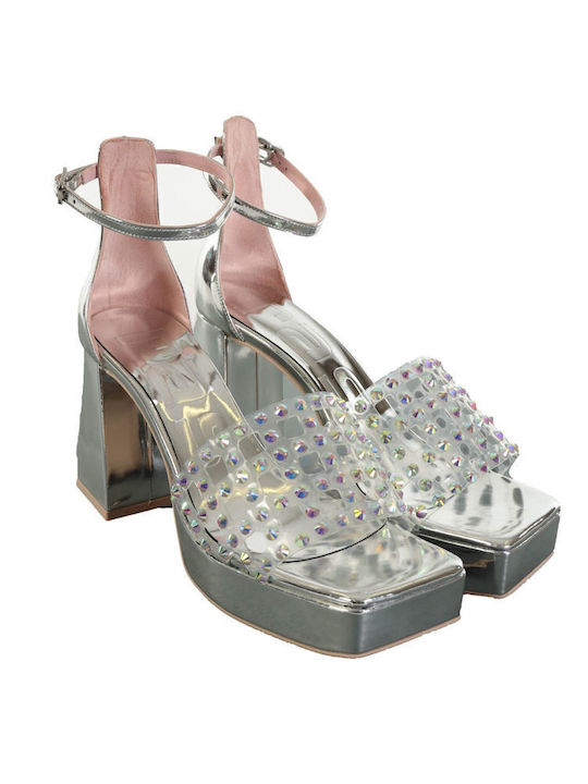 Leder Sandalen Silber
