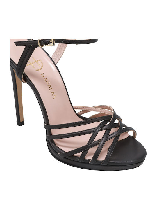 Leder Damen Sandalen in Schwarz Farbe