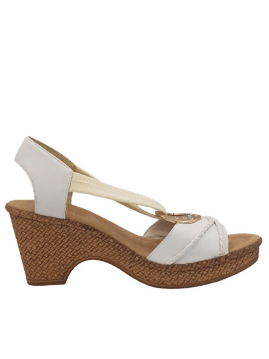 Rieker Anatomic Leather Women's Sandals White