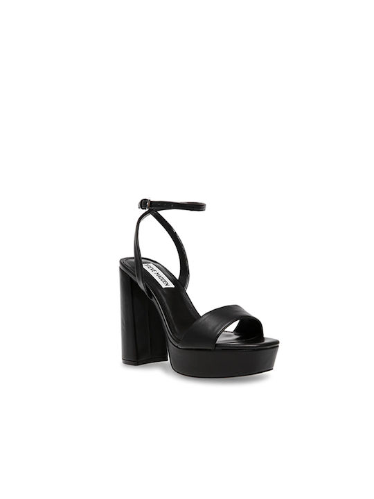 Steve Madden Women's Sandals Black with Chunky High Heel