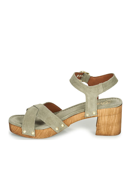 Lolla Leder Damen Sandalen Khaki