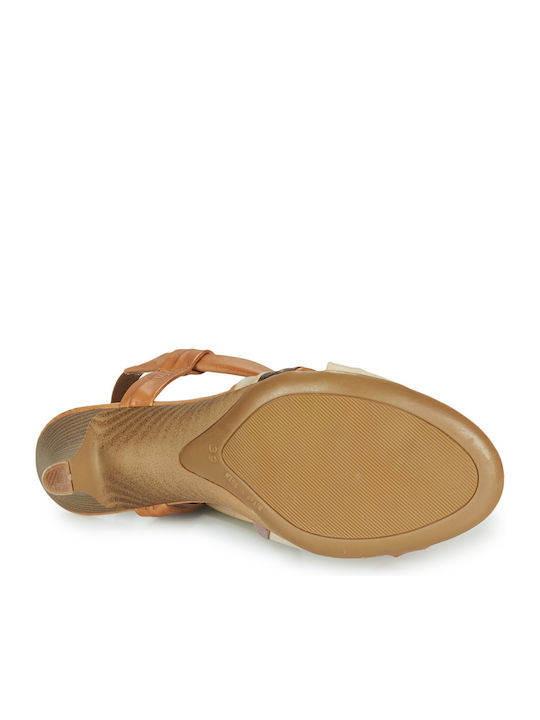 Pouloi Brown Sandals 3515-Comb_Caoba_Beige