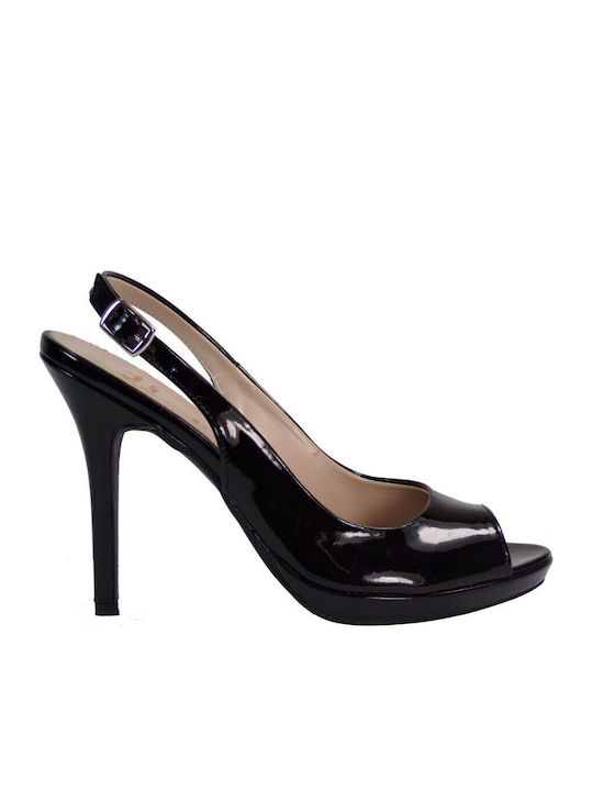 Alessandra Paggioti Patent Leather Women's Sandals Black