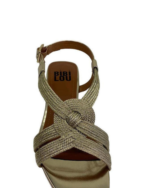 Leder Damen Sandalen in Gold Farbe