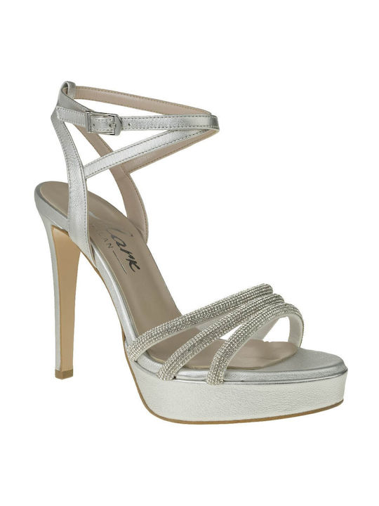 Mark Milan Platform Women's Sandals Silver with Thin High Heel 2000437301