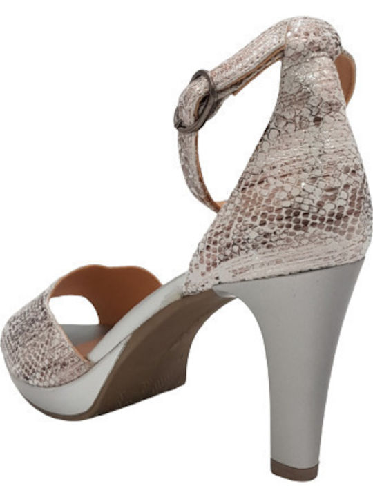 Leder Damen Sandalen Anatomisch in Silber Farbe