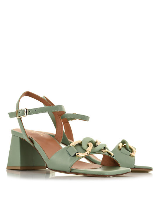 Chaniotakis Leather Women's Sandals Green