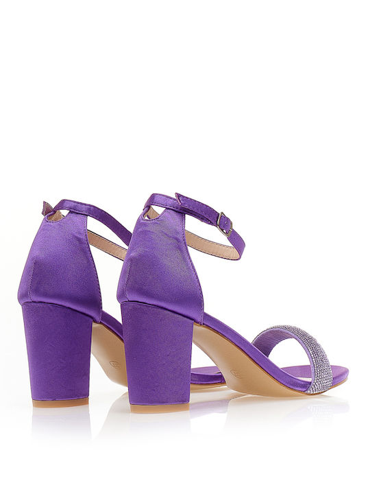 Stoff Sandalen mit Strass Lila