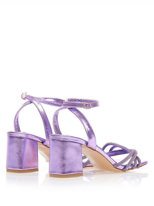 Sandalen mit Strass Lila