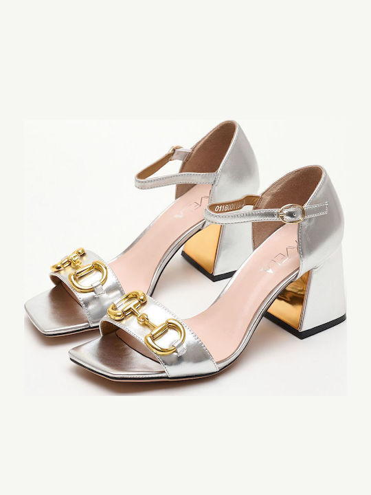 Leder Sandalen Silber