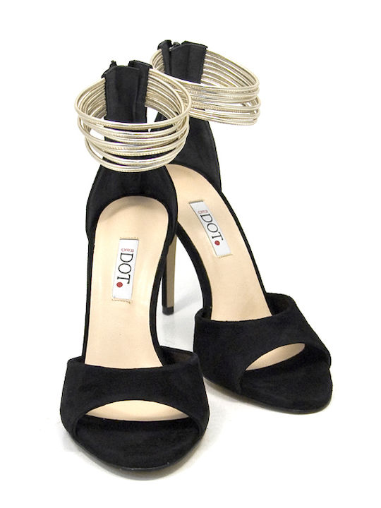 Red Dot Leder Damen Sandalen in Schwarz Farbe