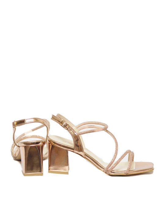 Leder Sandalen mit Strass Gold