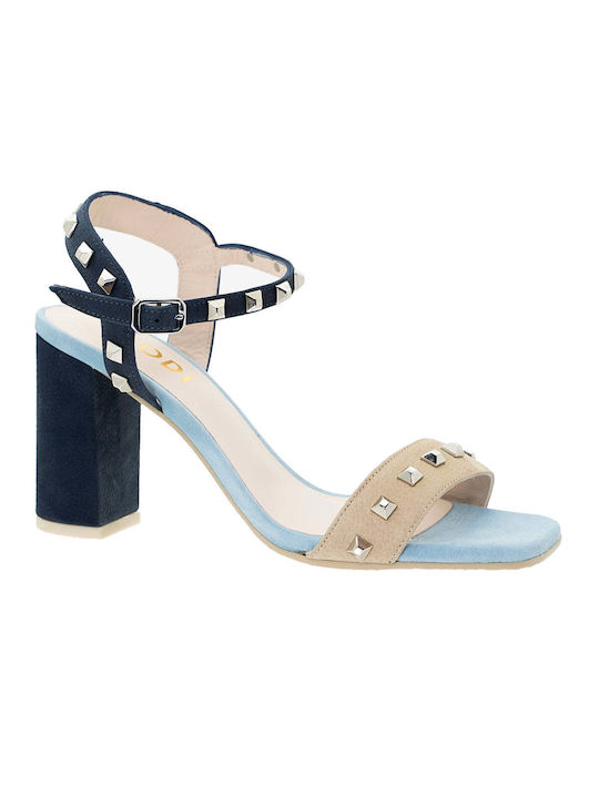 Lodi Leder Damen Sandalen mit Chunky hohem Absatz in Mehrfarbig Farbe