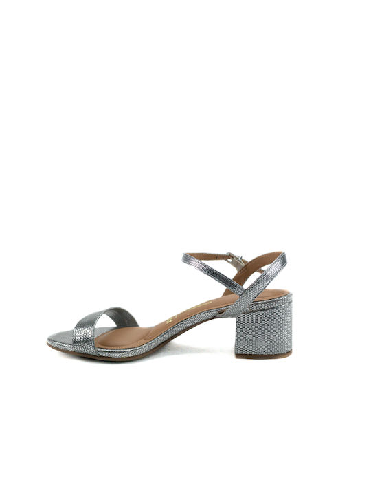 Vizzano Women's Sandals Silver with Chunky Medium Heel