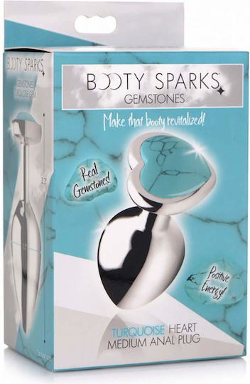 Booty Sparks Gemstones Heart Πρωκτική Σφήνα Medium Τιρκουάζ
