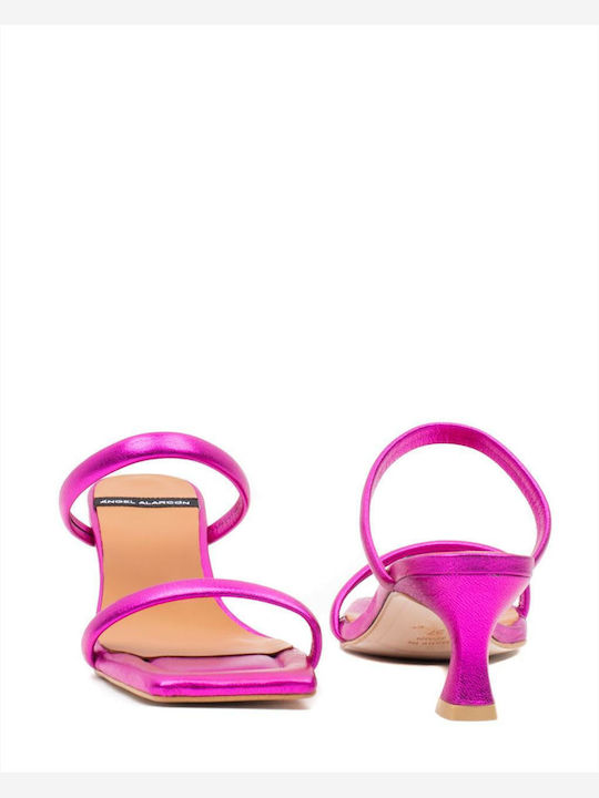 Leder Damen Sandalen in Fuchsie Farbe
