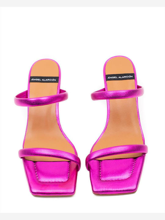 Leder Damen Sandalen in Fuchsie Farbe