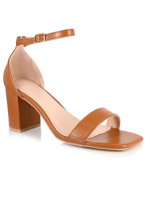 Malesa Women's Sandals with Ankle Strap Tabac Brown