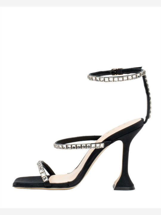 Zakro Collection Leather Women's Sandals with Strass Black