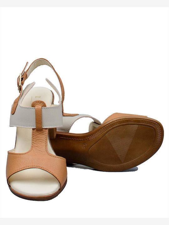 Zakro Collection Leather Women's Sandals Tabac Brown