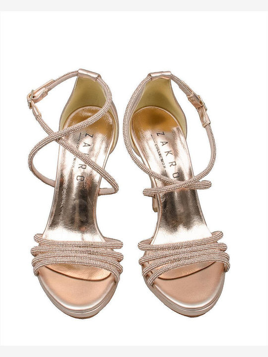 Leder Sandalen mit Strass Rosa