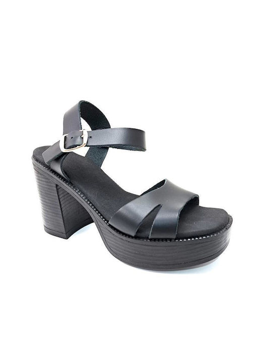 Pegabo Leder Damen Sandalen in Schwarz Farbe