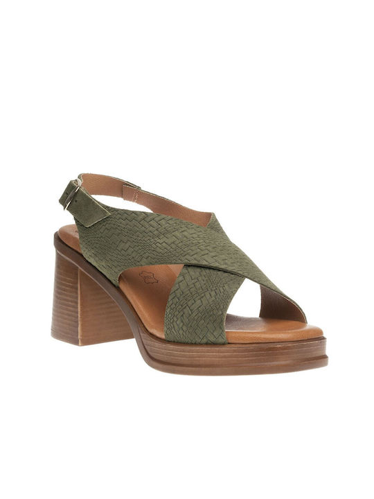 Sandra Coves Leder Damen Sandalen in Khaki Farbe