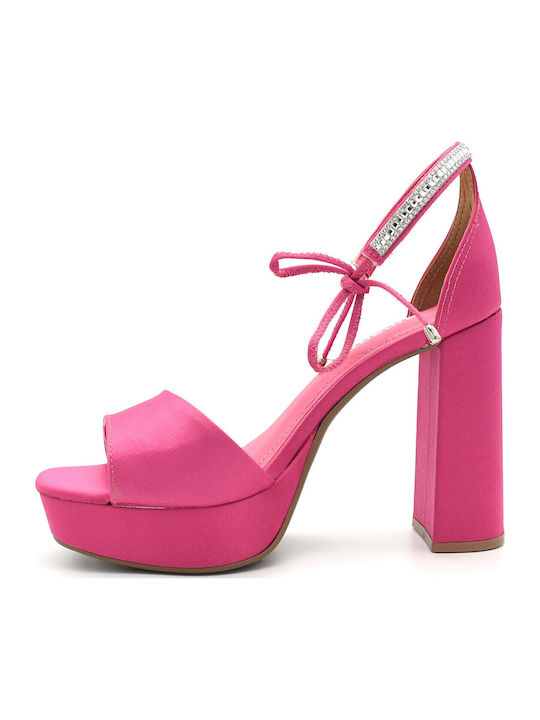 Sandale cu strasuri Fuchsia