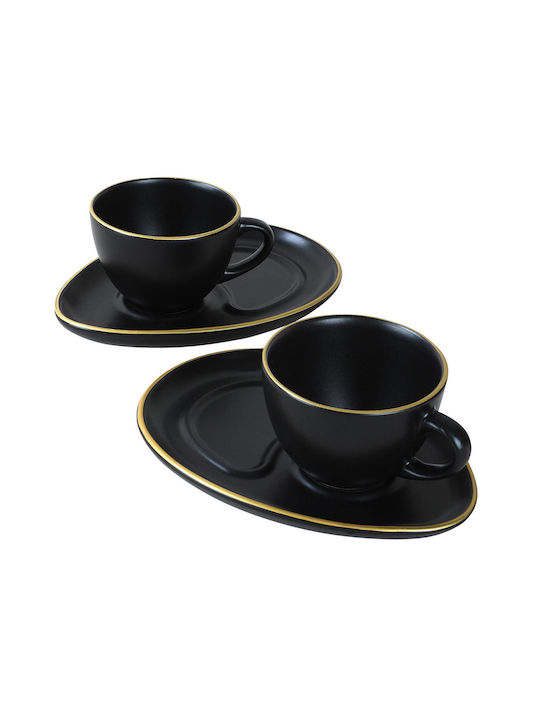 Ceramic Brown Cup Set 215ml Black 2pcs