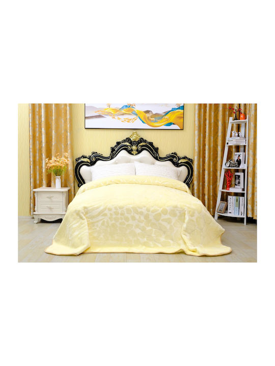 Olia Home Velvet Blanket Double 220x240cm Beige