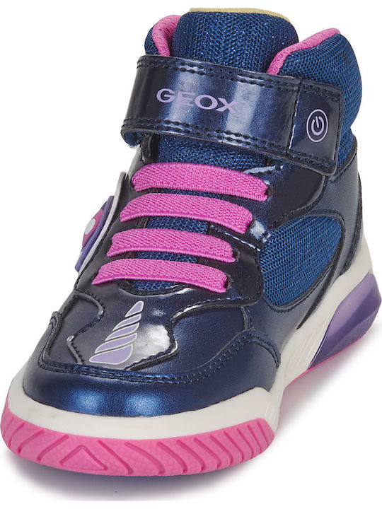 J INEK Kids Sneakers High with Scratch & Lights Blue