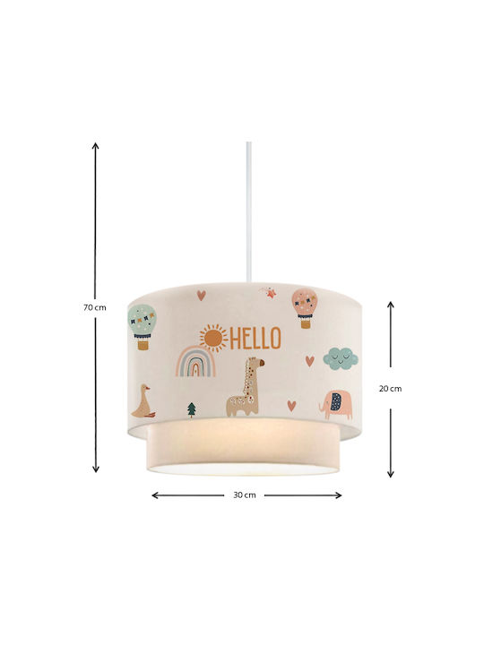 Megapap Kids Fabric Single Ceiling Light E27 Goofy Beige 60W 30x20cm