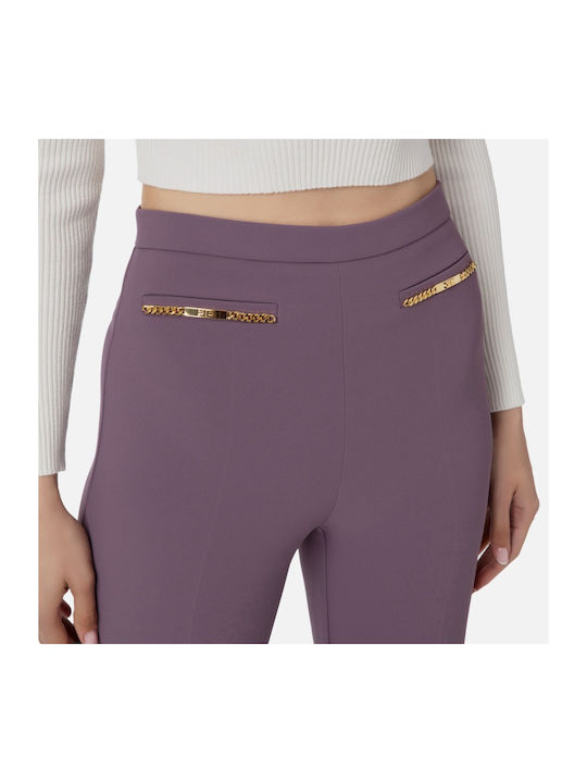 Elisabetta Franchi Femei Talie înaltă Țesătură Pantaloni largi Violet