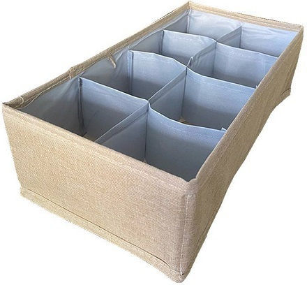 Sidirela Νο8 Ε-4124 Υφασμάτινο Organizer Συρταριών για Εσώρουχα / Κάλτσες σε Μπεζ Χρώμα 32x16x9cm