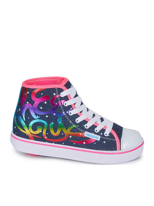 Kinder Sneakers Hoch mit Rollen Blau