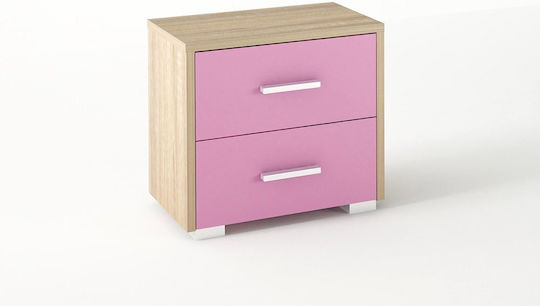 №7 Детско Нощно Шкафче Дървено Oak-Розово 50x34x48см №7 Детско Нощно Шкафче Дървено Oak-Розово 50x34x48см