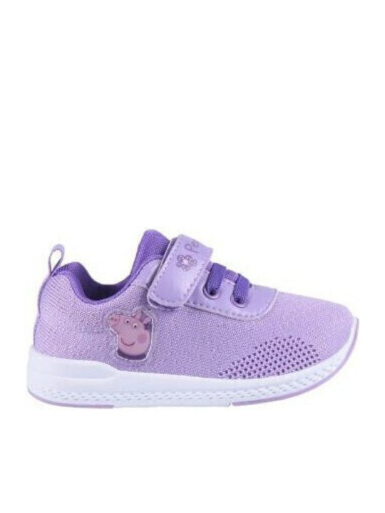 Peppa Pig Kids Sneakers with Hoop & Loop Closure Purple