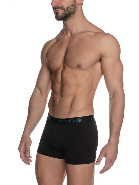 Inizio Men's Boxer Black-Turquoise