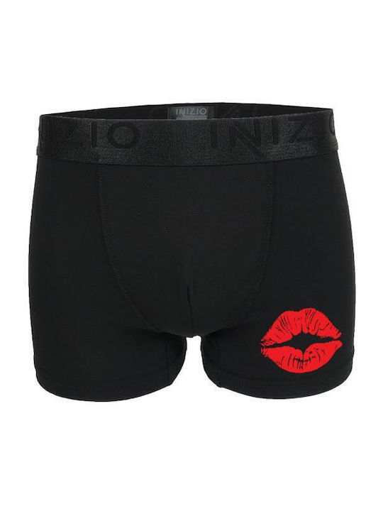 Herren Boxershorts Schwarz mit Mustern 1Packung