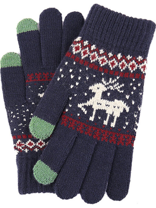 Touchscreen Raindeer Navy Μπλε Γυναικεία Μάλλινα Γάντια Αφής
