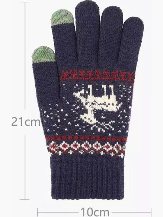 Touchscreen Raindeer Navy Μπλε Γυναικεία Μάλλινα Γάντια Αφής