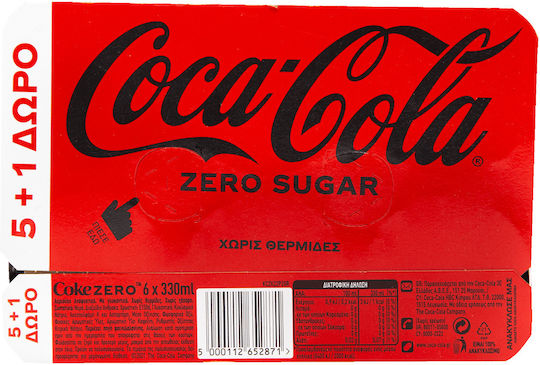 Coca-Cola Zero Cola με Ανθρακικό, Χωρίς Ζάχαρη σε Κουτί 6x330ml