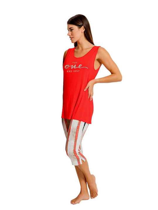 Secret Point Summer Women's Pyjama Set Cotton Red