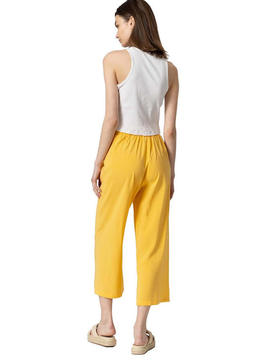 Tiffosi Women's High-waisted Fabric Trousers with Elastic Yellow