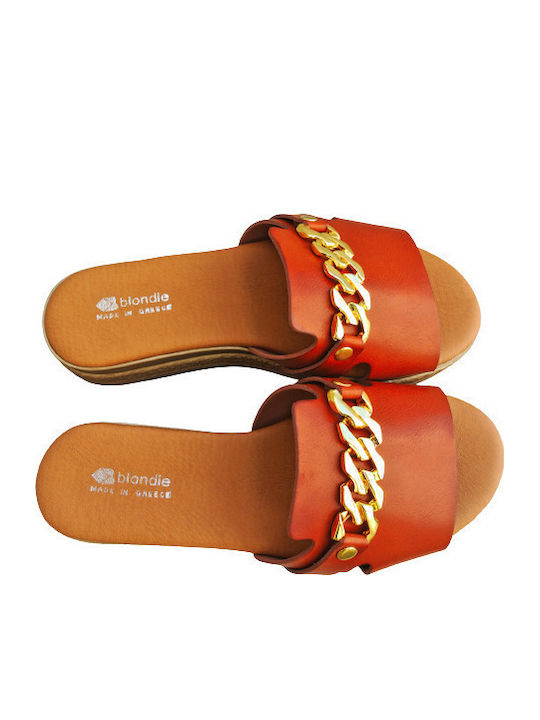 Leather Women's Flat Sandals Anatomic in Tabac Brown Color