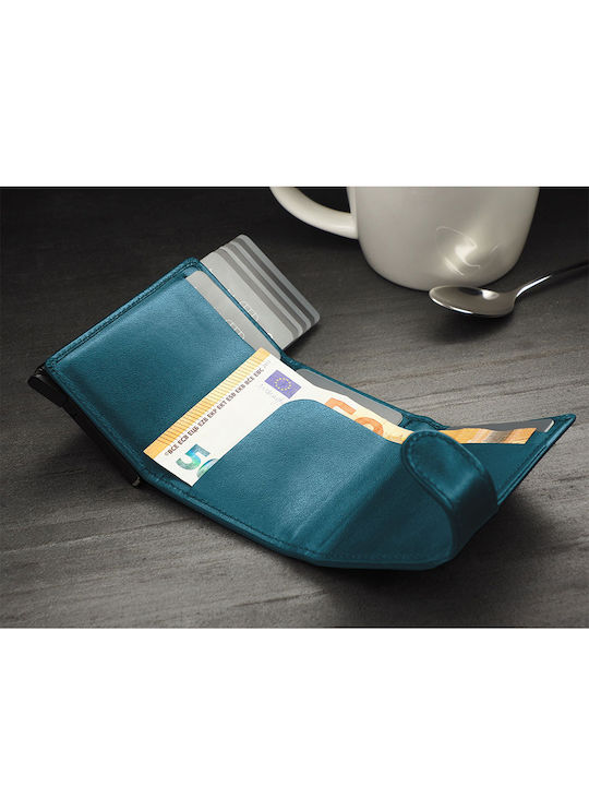 Leather Men's Wallet Classic with RFID Blue