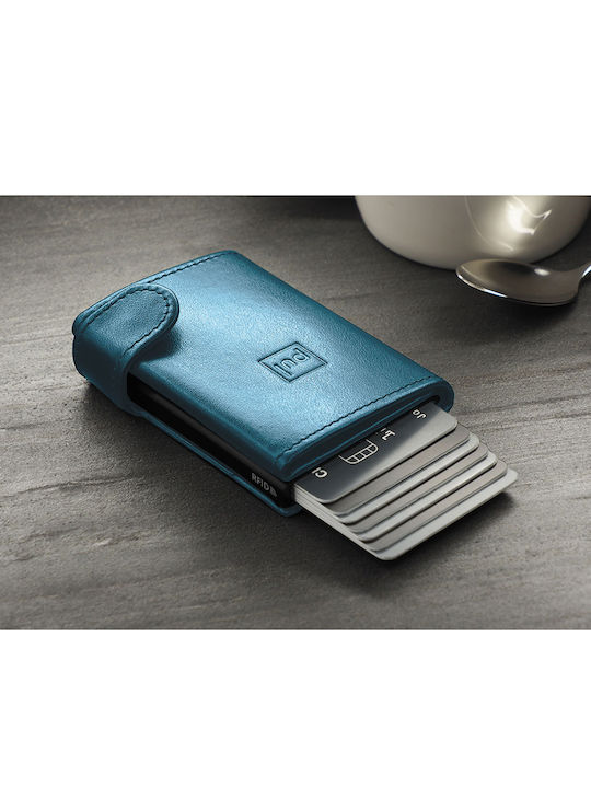 Leather Men's Wallet Classic with RFID Blue