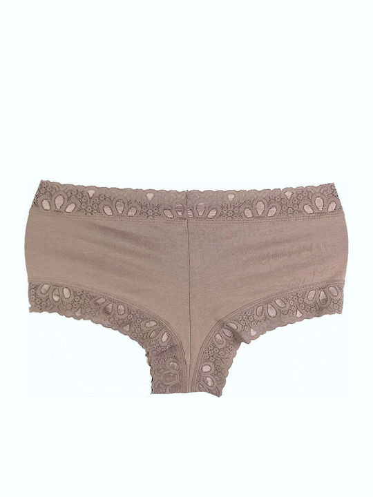 Damen Slip mit Spitze Beige